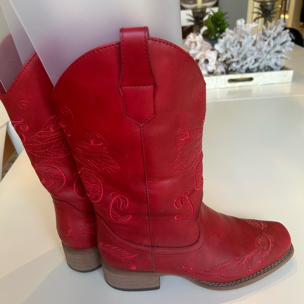 Red Western Women's Boots Size 7 - Picture 5 of 6